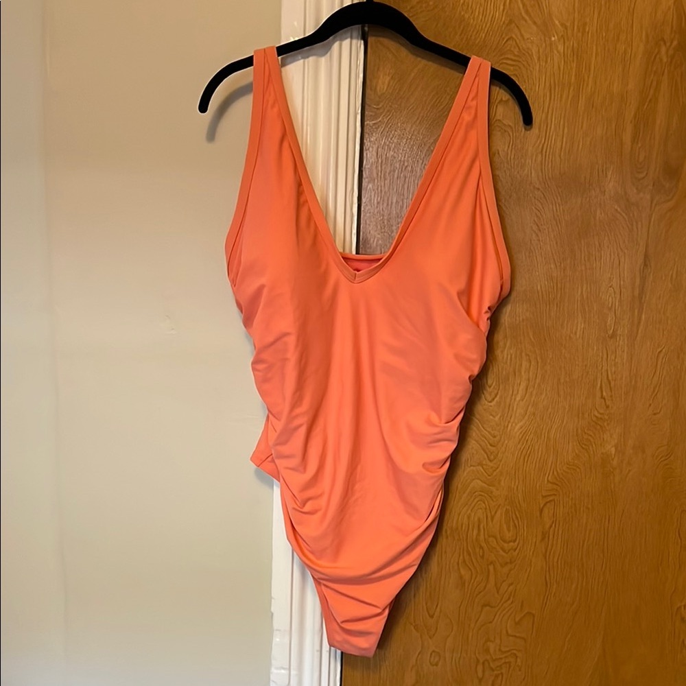 Kona Sol orange / coral One Piece rouched Swimsuit 22W